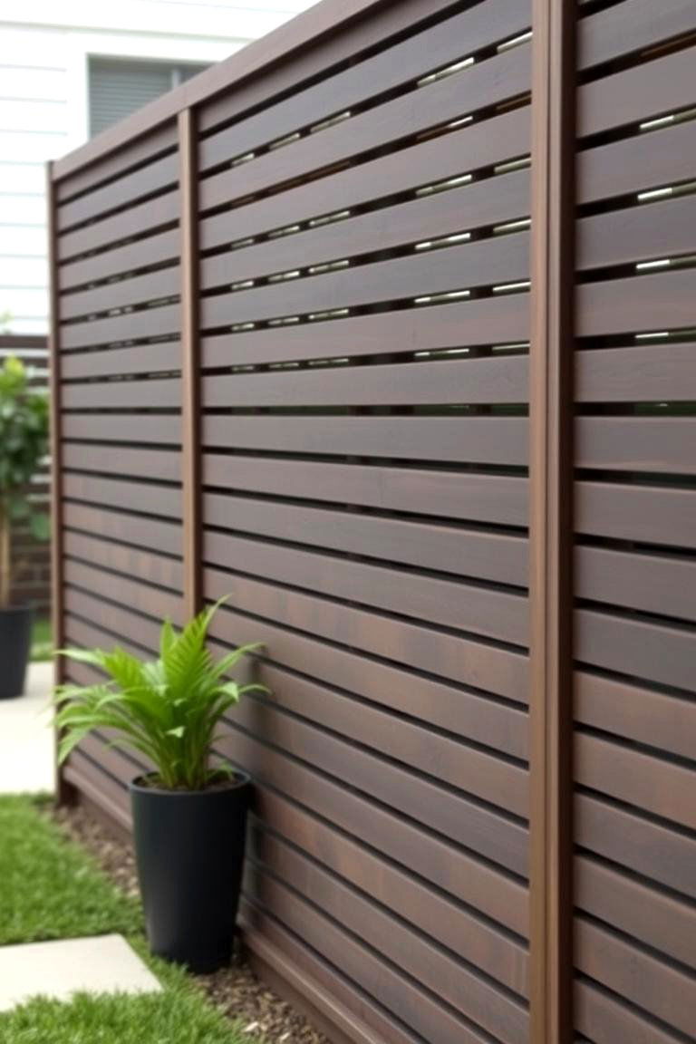 Modern Slatted Fence - 24 Privacy Fence Ideas