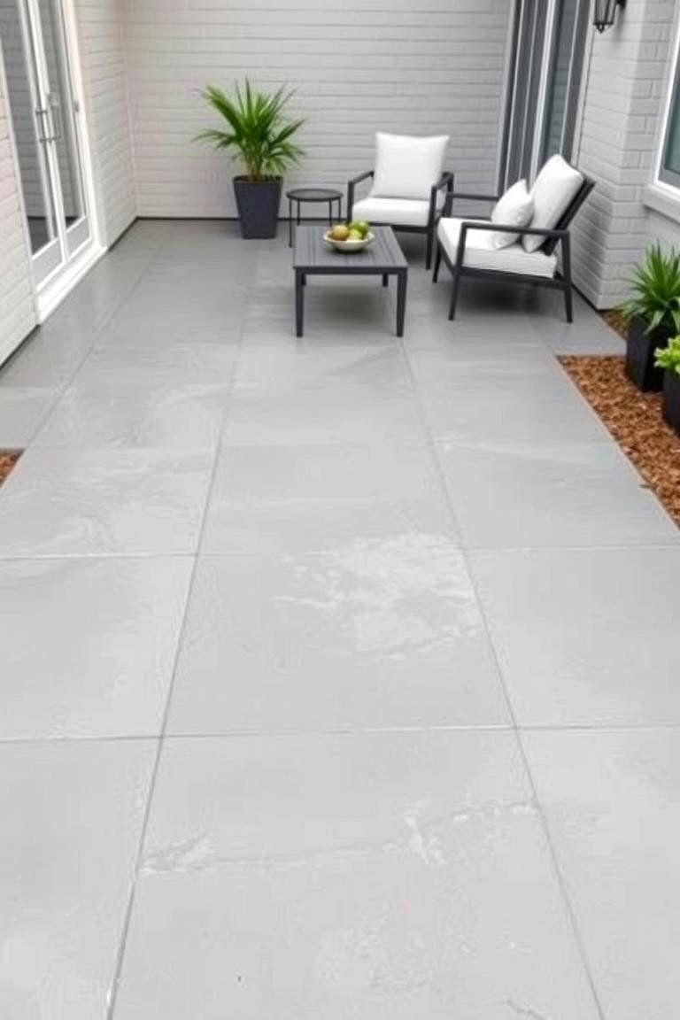 Modern Sleek Concrete Stamped Patio - 24 Stamped Concrete Patio Ideas