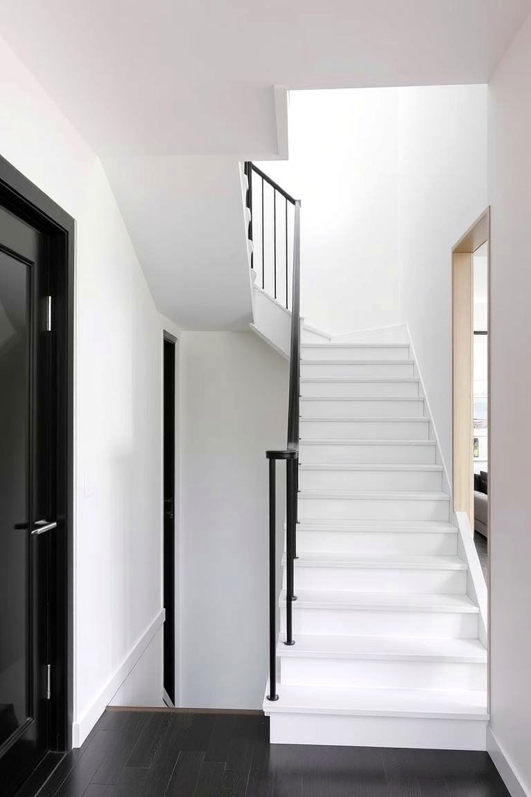 Modern Staircase Accents - 24 Black and White Hallway Ideas