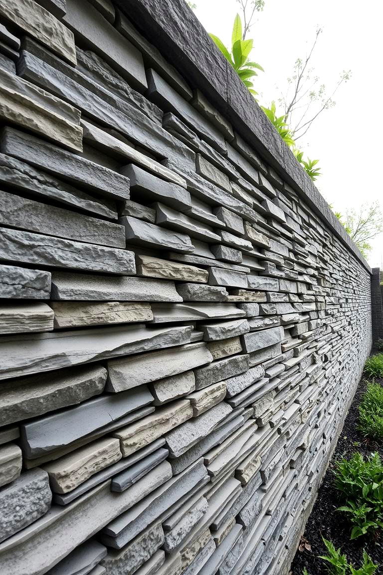 Modern Stone Wall with Clean Lines - 24 Stone Wall Ideas