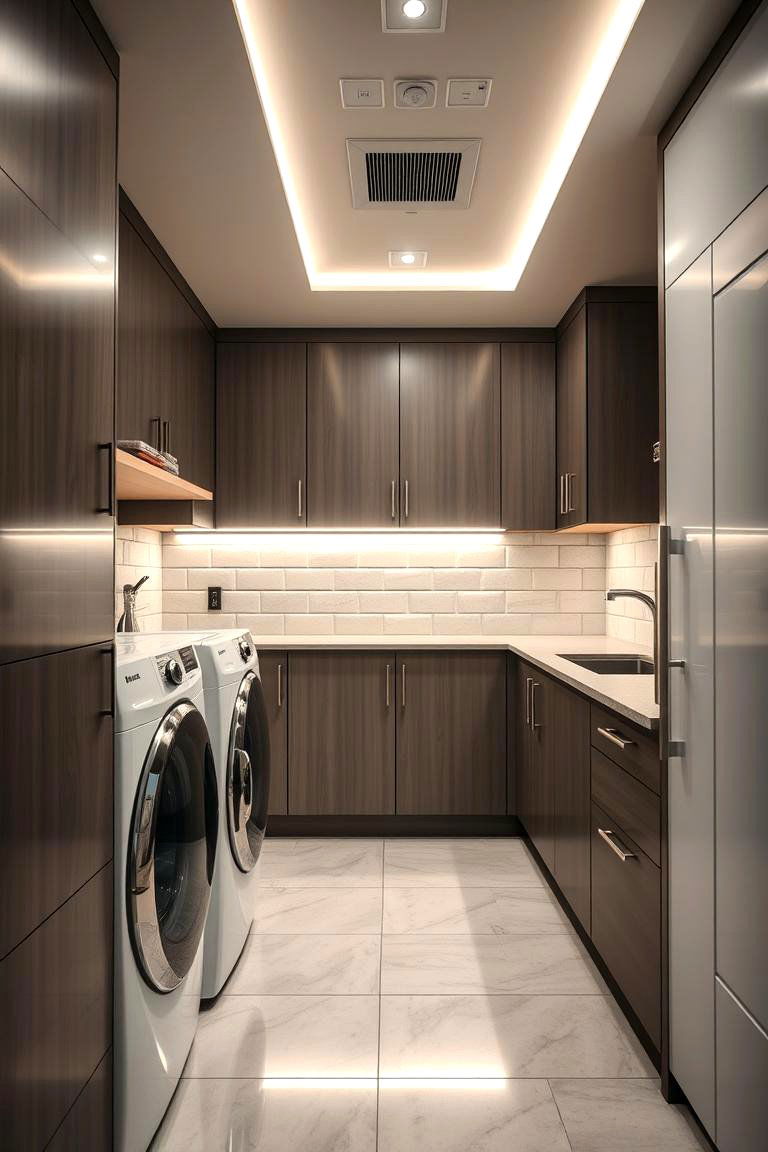 Modern Strip Lighting Accents - 24 Laundry Room Lighting Ideas