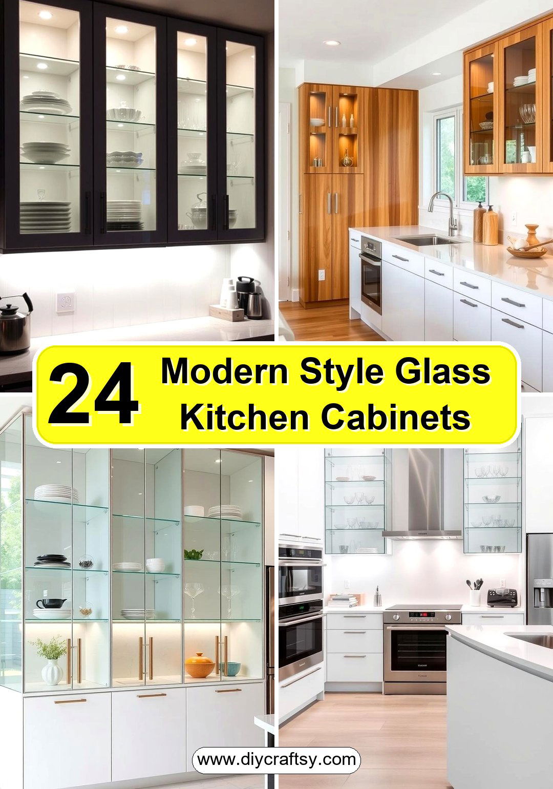 Modern Style Glass Kitchen Cabinets