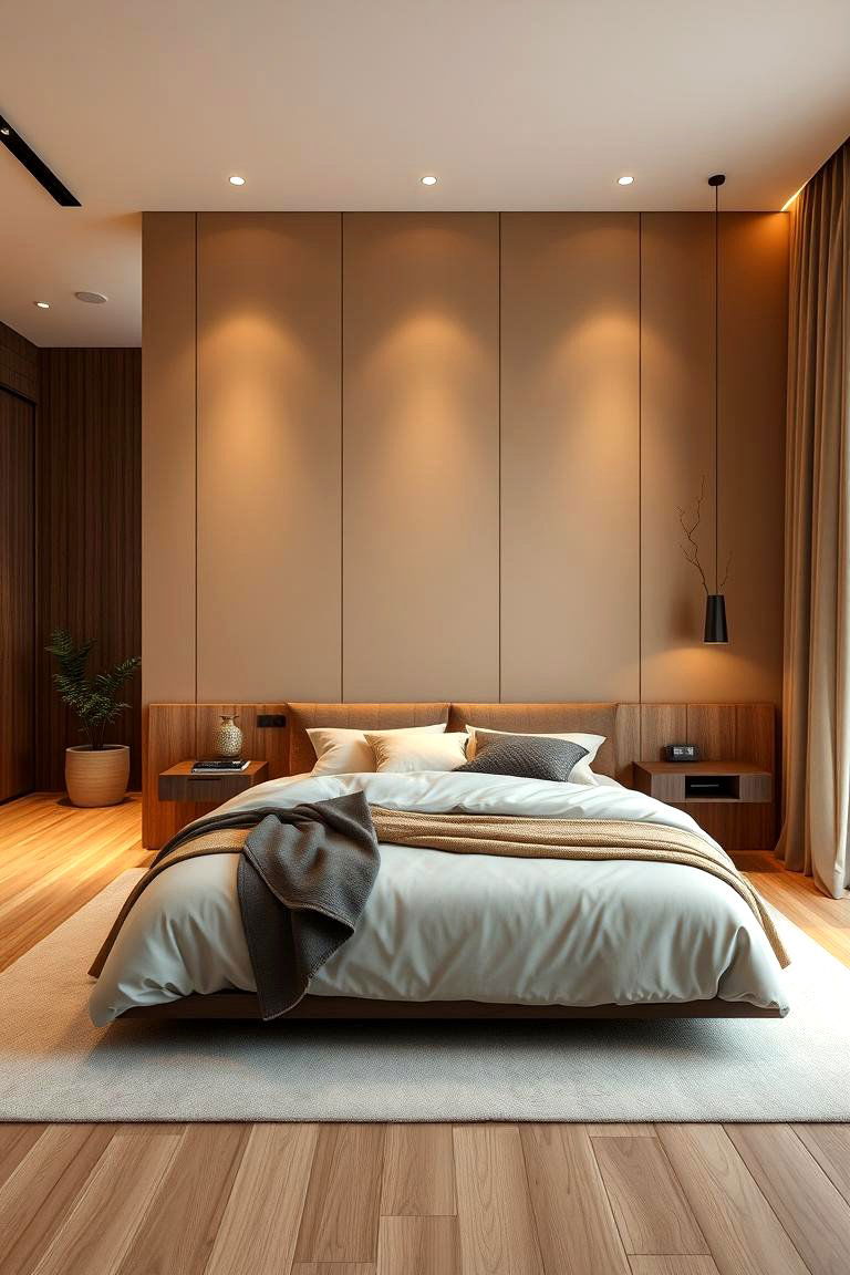 Modern Tan and Wood Combo - 24 Tan Bedroom Ideas