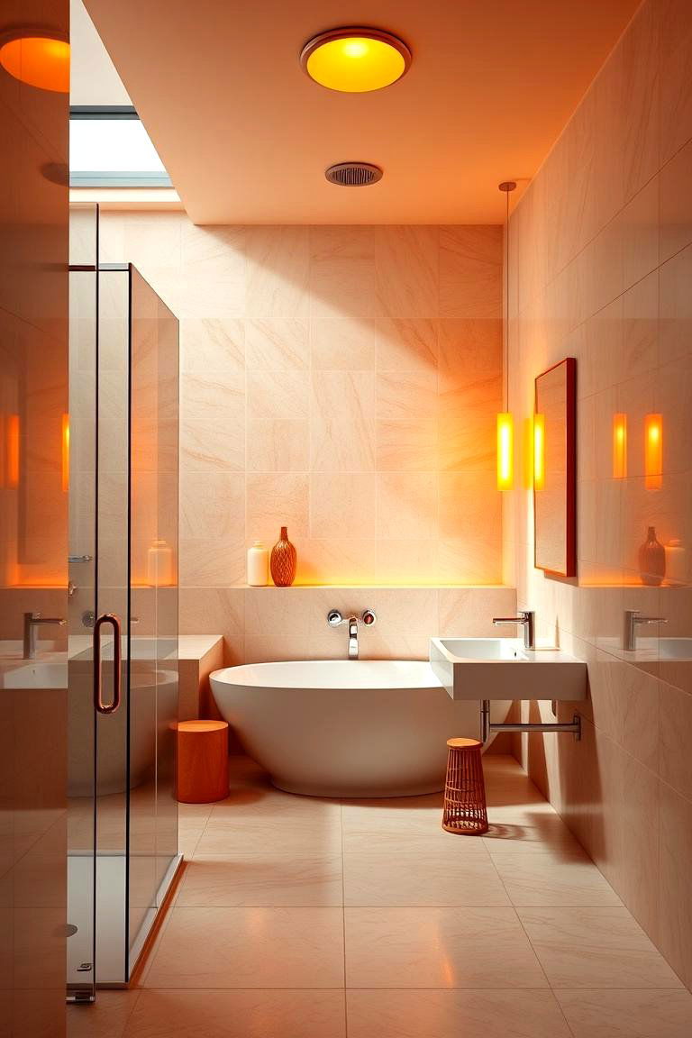 Modern Tangerine Lighting - 24 Orange Bathroom Ideas