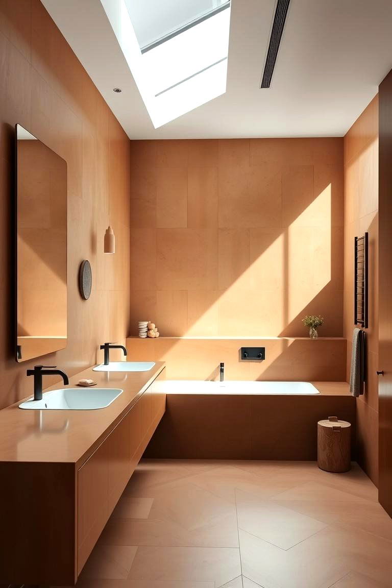 Modern Terracotta Minimalism - 24 Terracotta Bathroom Ideas