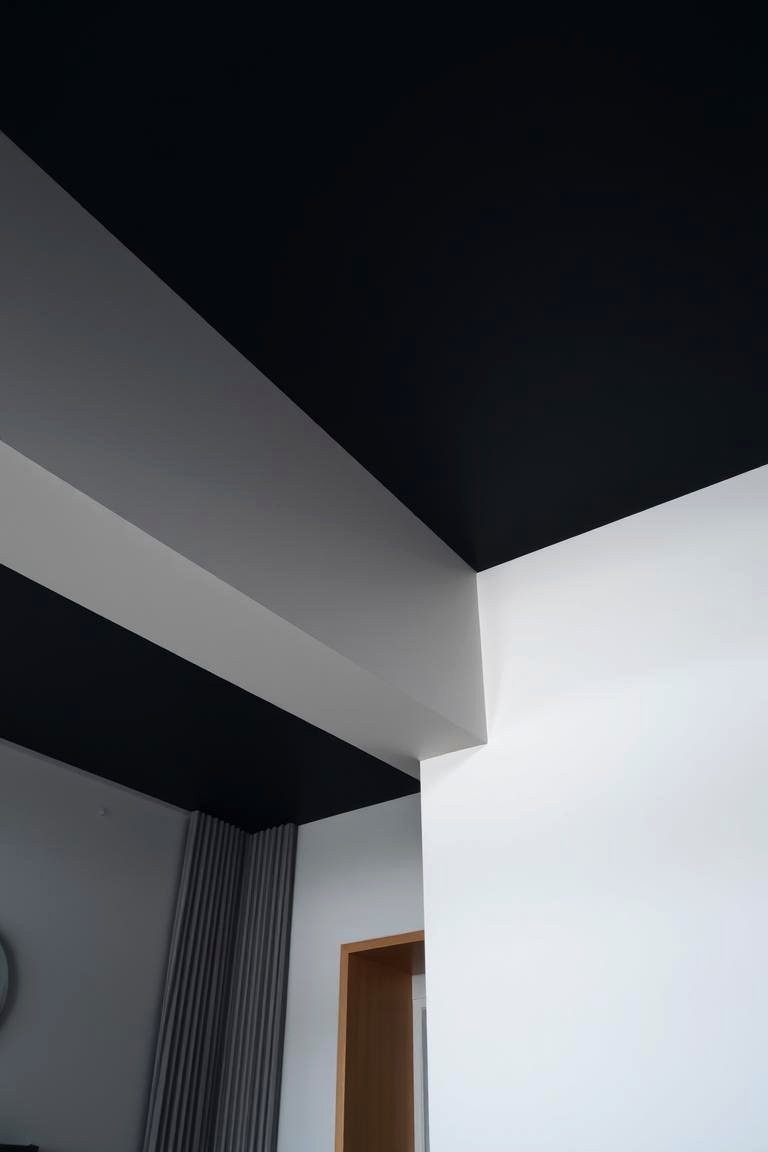 Modern Tranquil Atmosphere - 24 Black Ceiling With Grey Walls