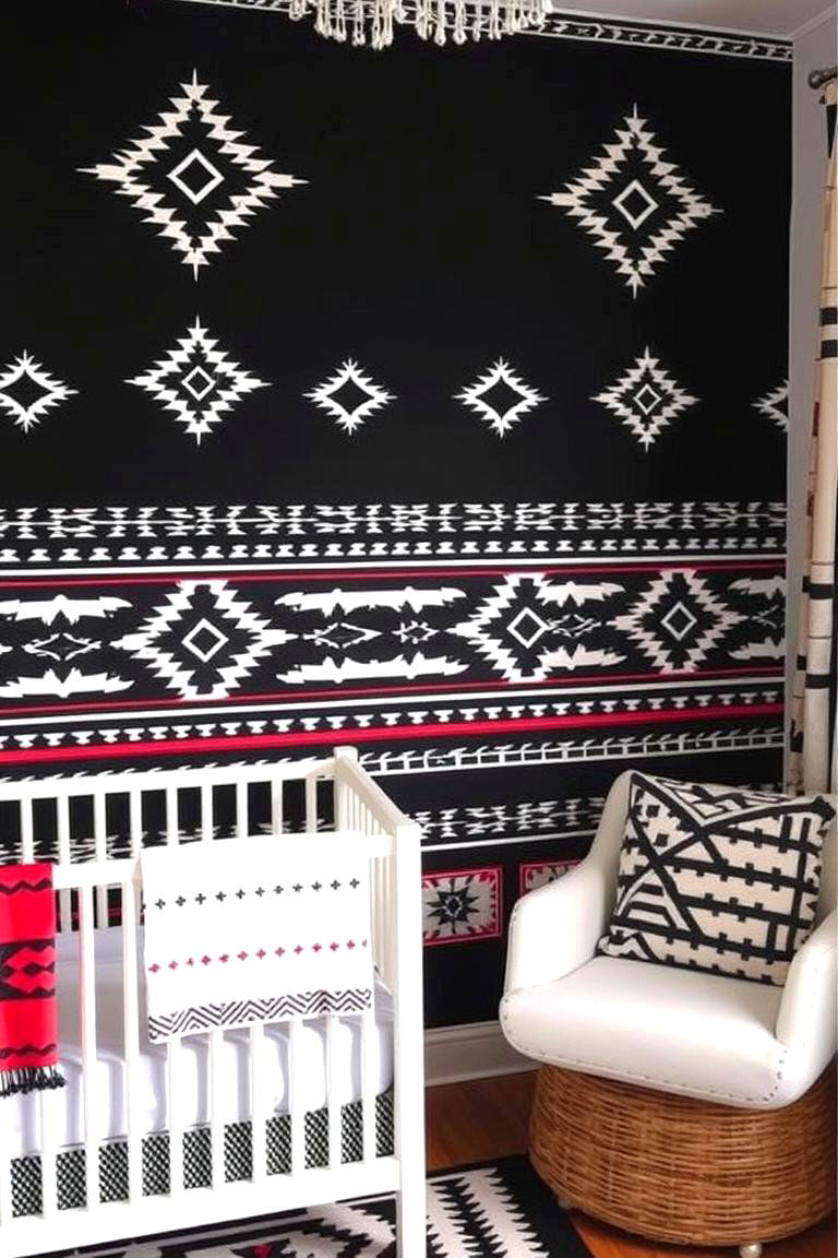 Modern Tribal Patterns - 24 Nursery Accent Wall Ideas