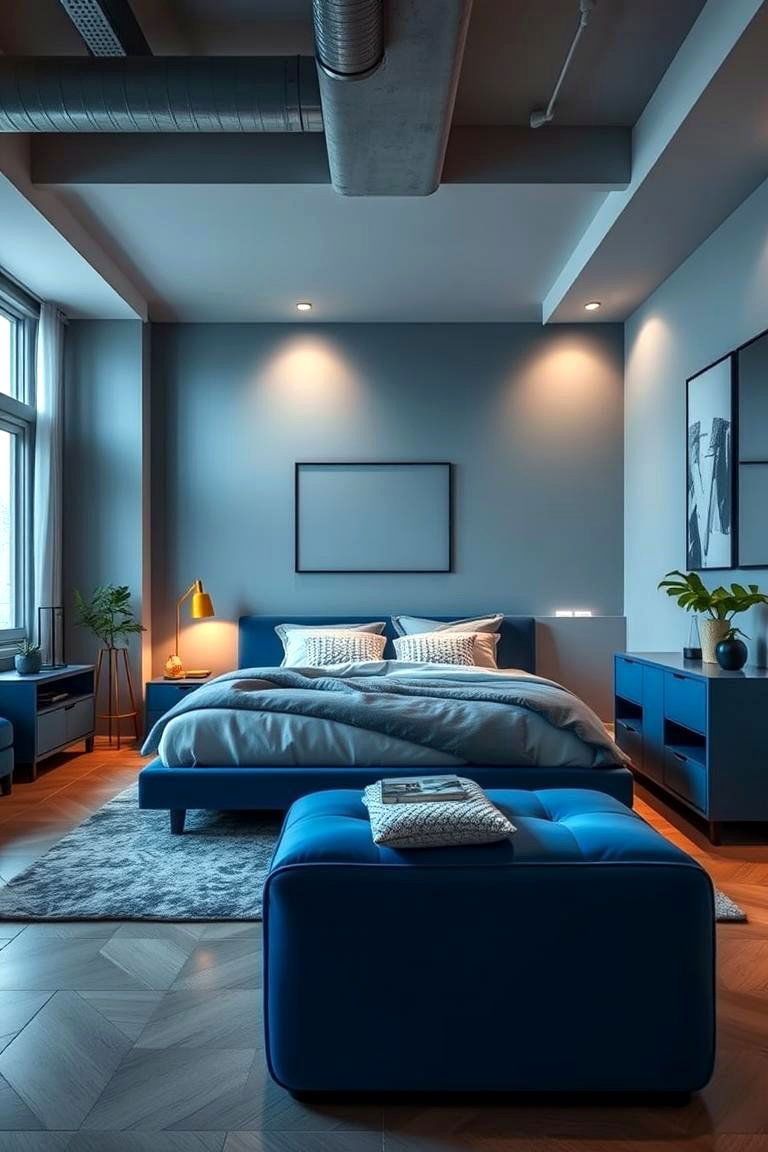 Modern Urban Sanctuary - 24 Blue and Grey Bedroom Ideas