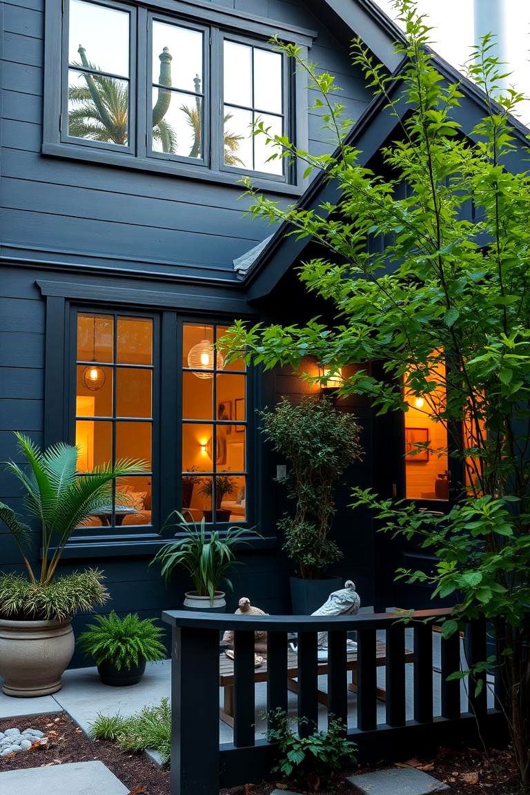 Modern Urban Sophistication - 24 Dark Blue House With Black Trim