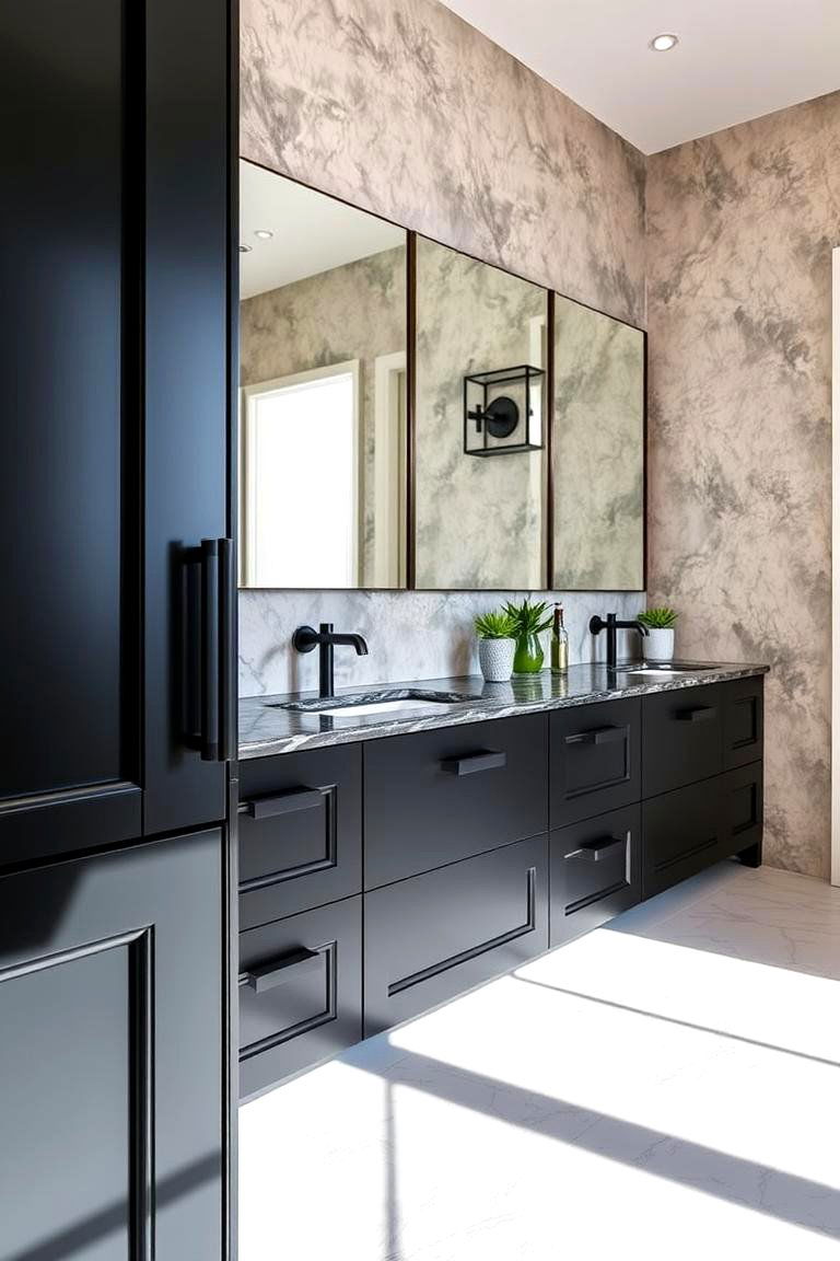 Modern Vanity with Black and Green Accents - 24 Black and Green Bathroom Ideas