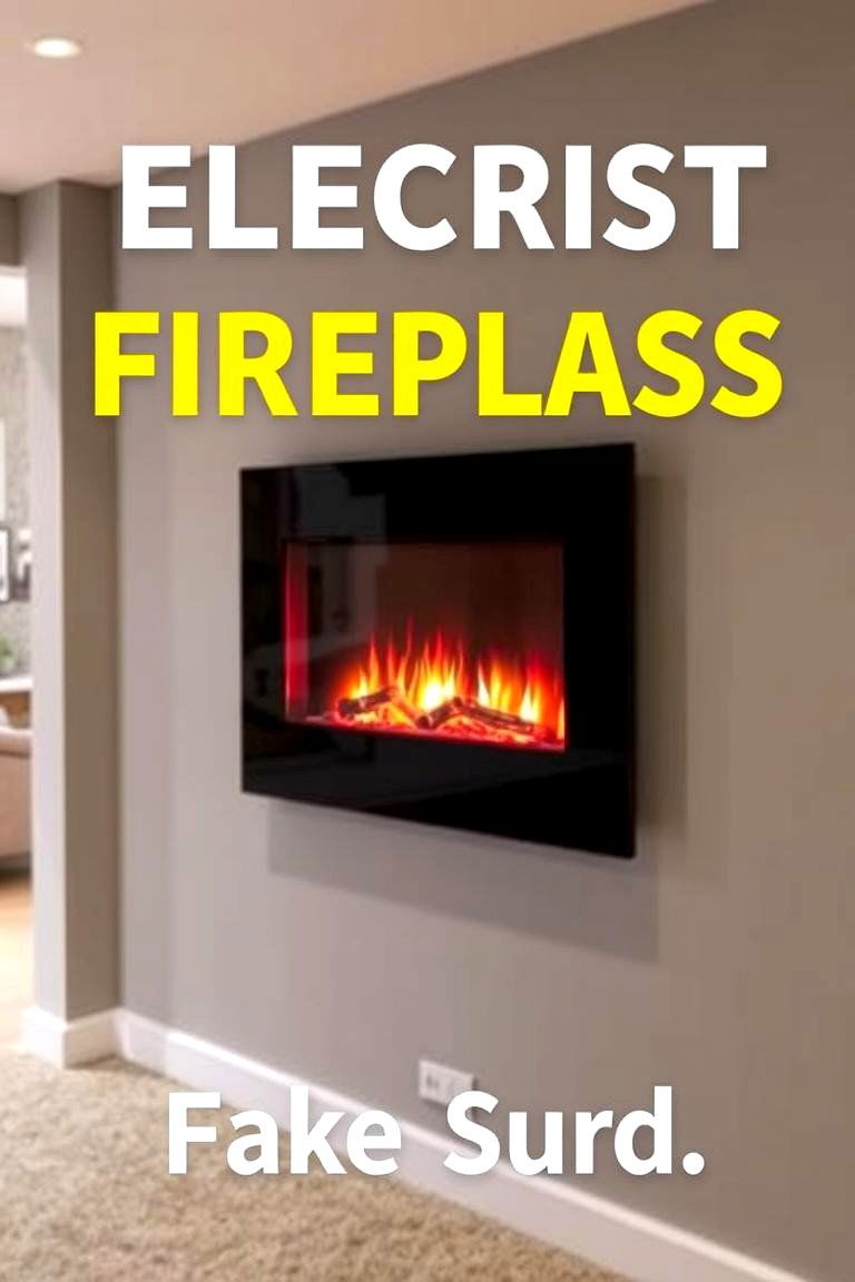Modern Wall Mounted Fireplace - 24 Basement Fireplace Ideas
