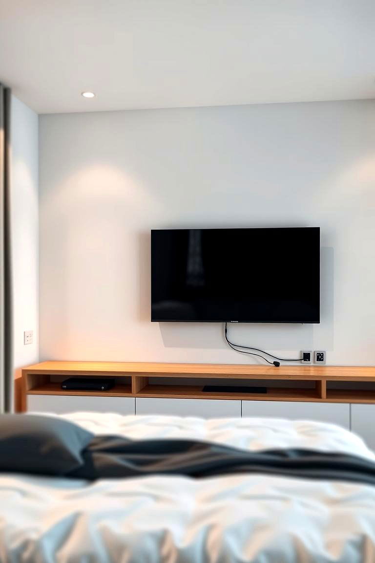Modern Wall Mounted TV Setup - 24 Bedroom Tv Ideas