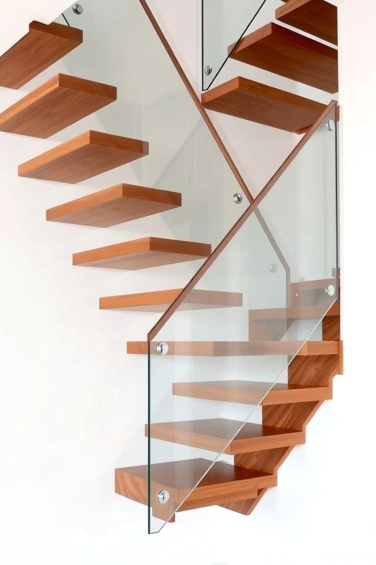 Modern Walnut Floating Staircase - 24 Wooden Staircase Ideas