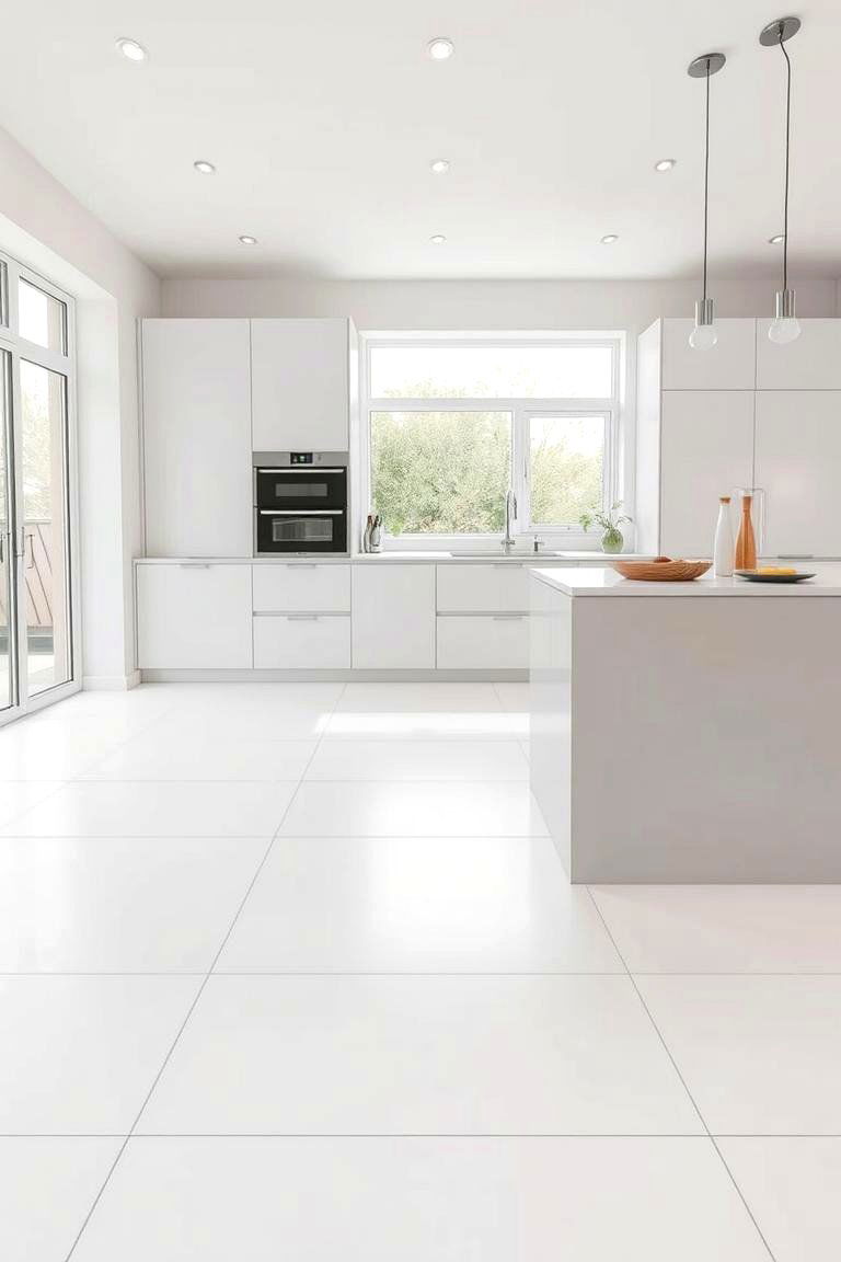 Modern White Porcelain Tiles - 24 White Kitchen Floor Ideas