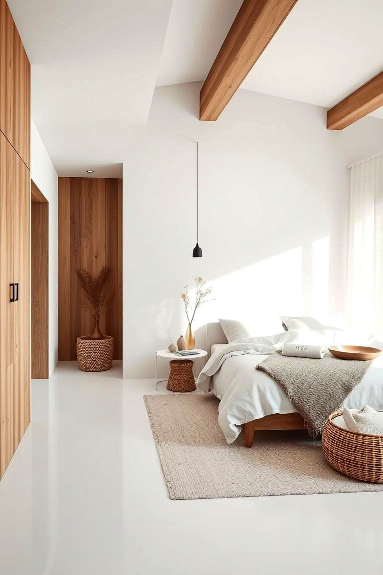 Modern White with Natural Textures - 24 White Bedroom Ideas