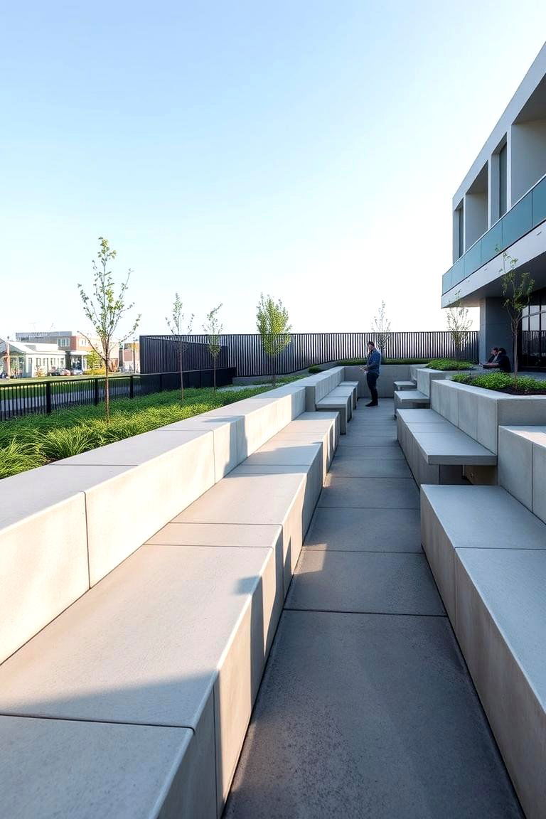 Modular Concrete Seating Walls - 24 Concrete Garden Ideas