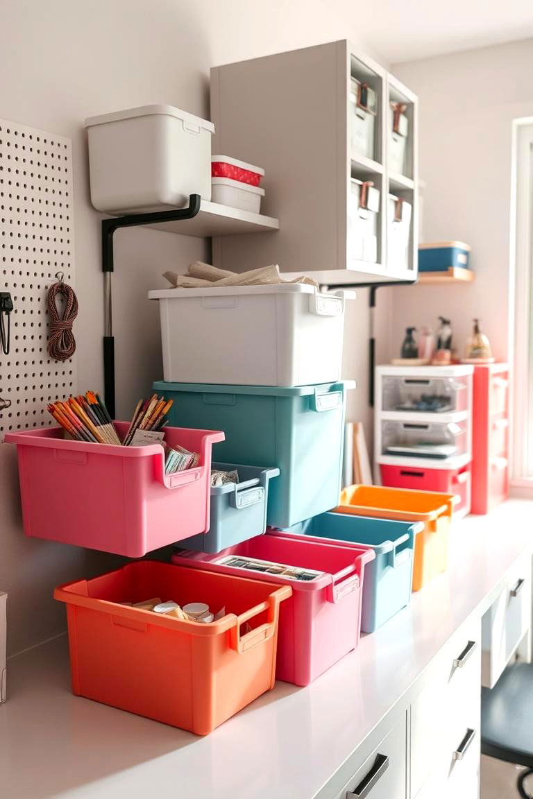 Modular Storage Bins for Easy Access - 24 Craft Room Organization Ideas