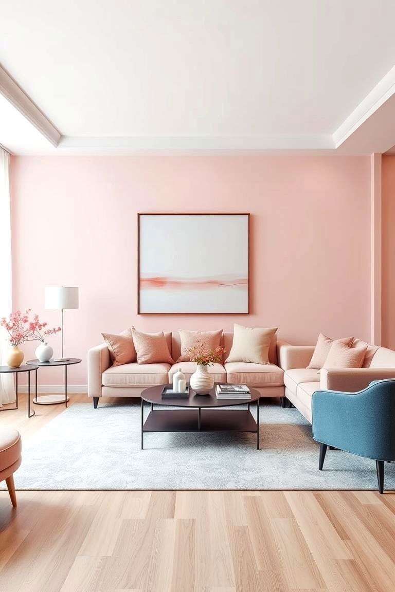 Monochromatic Accents - 24 Pink and Blue Living Room Ideas