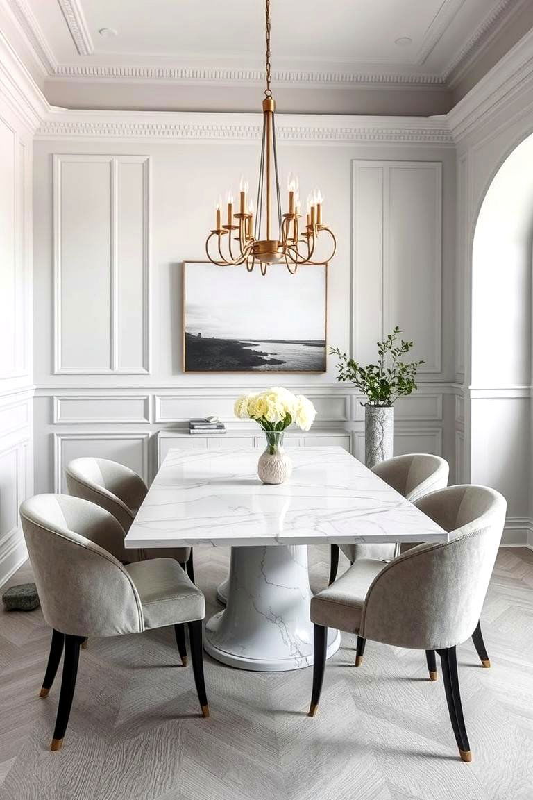 Monochromatic Color Scheme for a Sophisticated Vibe - 24 Formal Dining Room Ideas