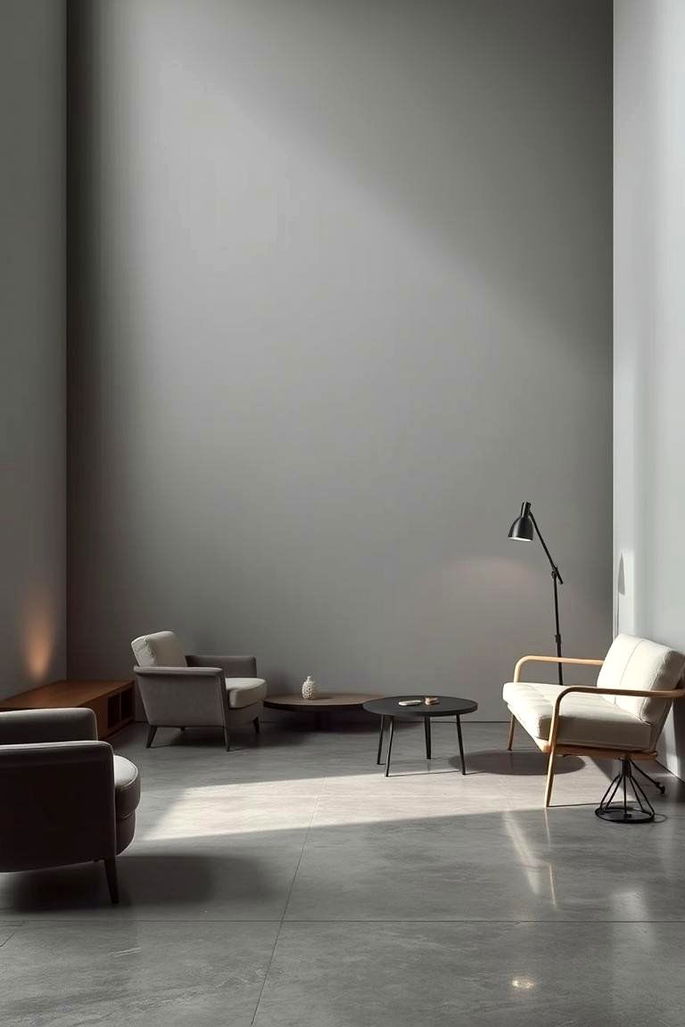 Monochromatic Concrete Floor Bedroom - 24 Concrete Floor Bedroom Ideas