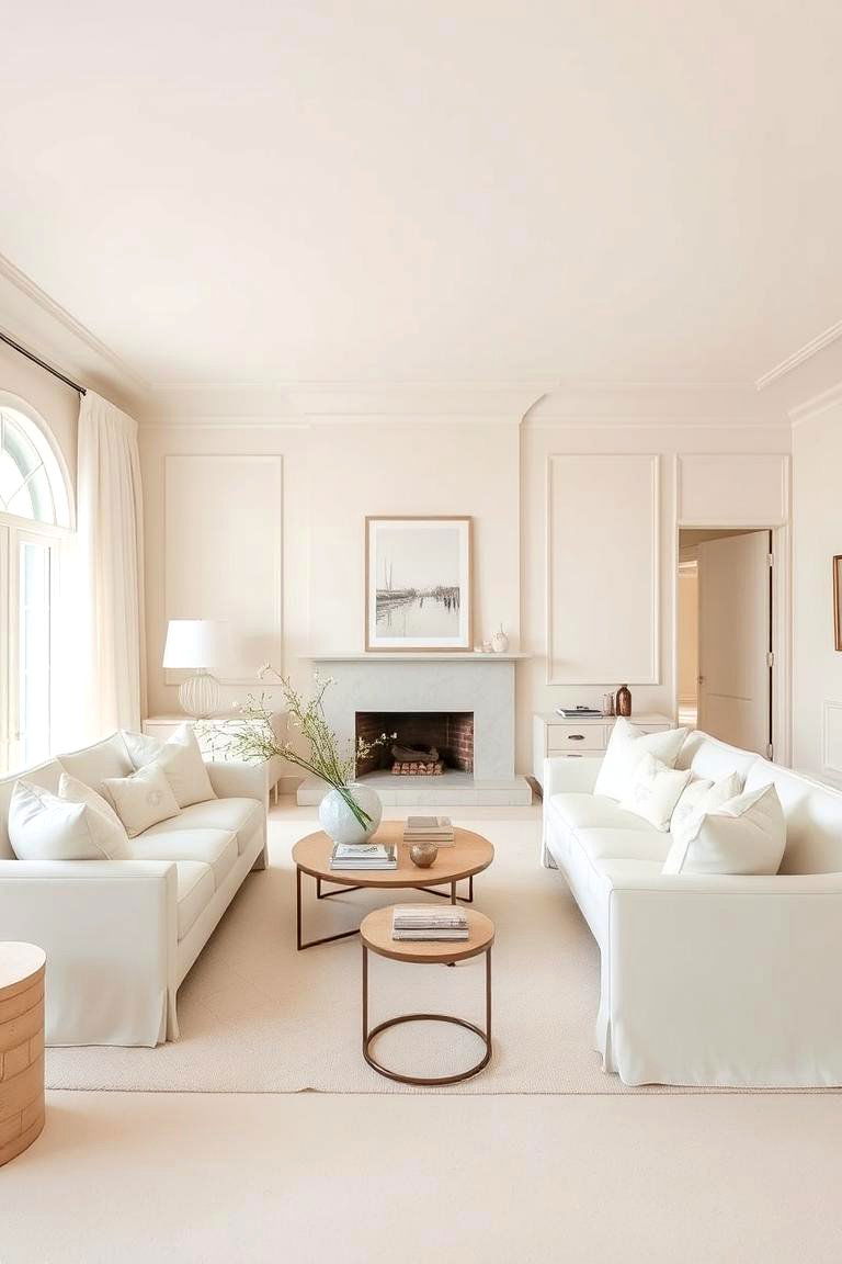Monochromatic Cream Scheme - 24 Cream Living Room Ideas