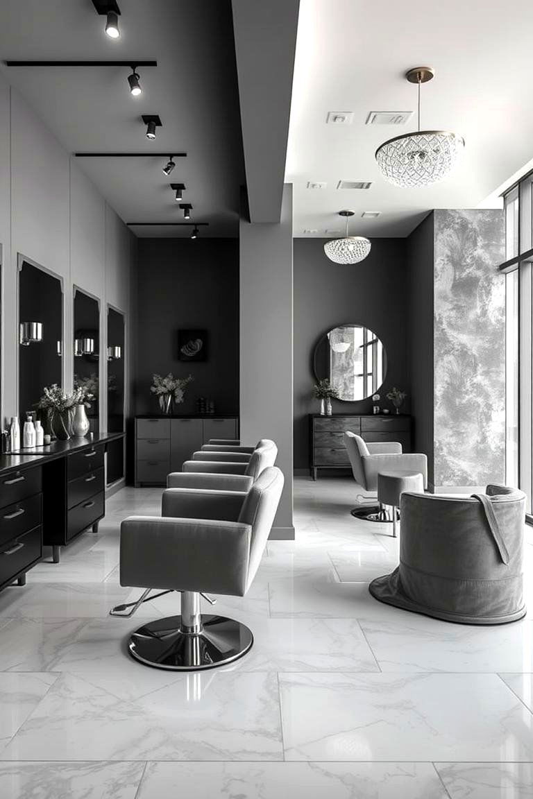 Monochromatic Elegance - 24 Salon Interior Design Ideas