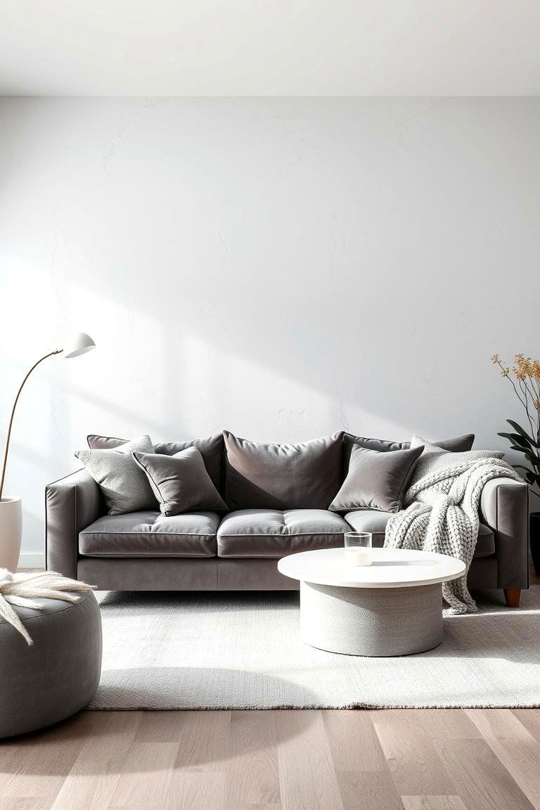 Monochromatic Grey Living Room - 24 Grey and White House Interior Design Ideas