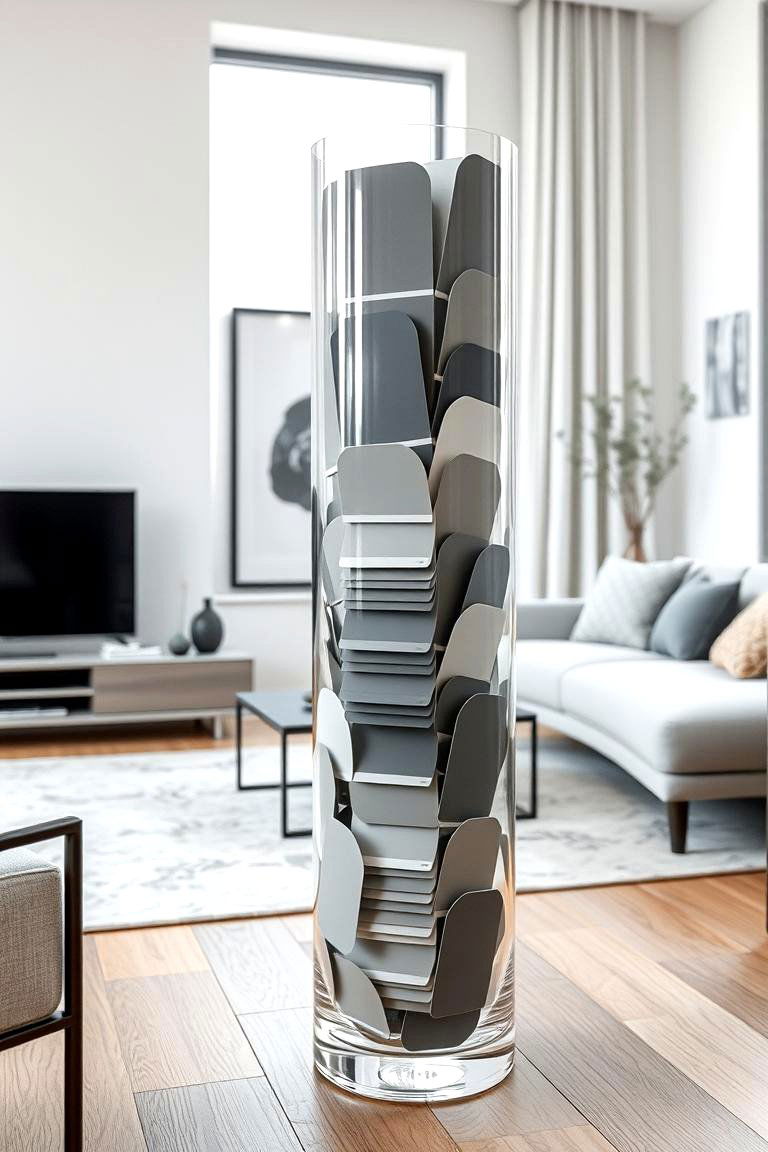 Monochromatic Magic with Paint Chips - 24 Large Floor Vase Decoration Ideas