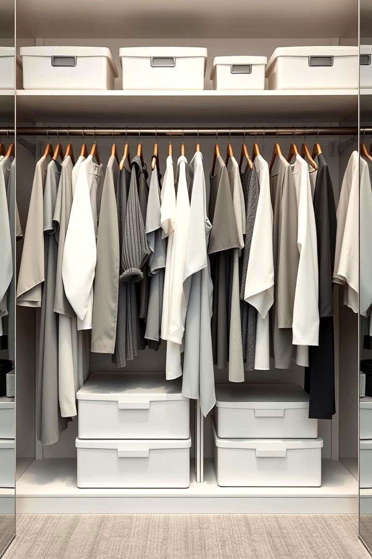 Monochromatic Open Closet - 24 Open Closet Ideas