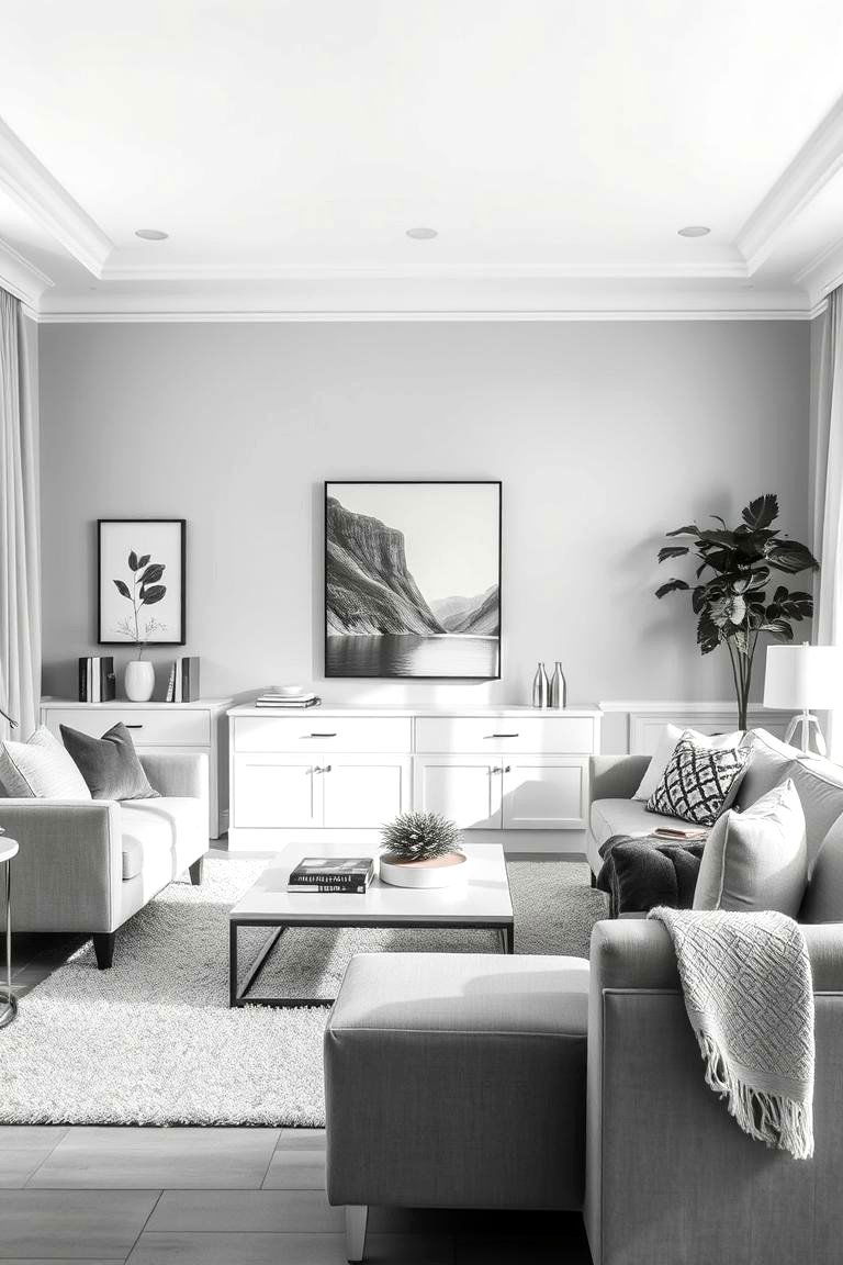 Monochromatic Serenity - 24 Grey and White Living Room Ideas