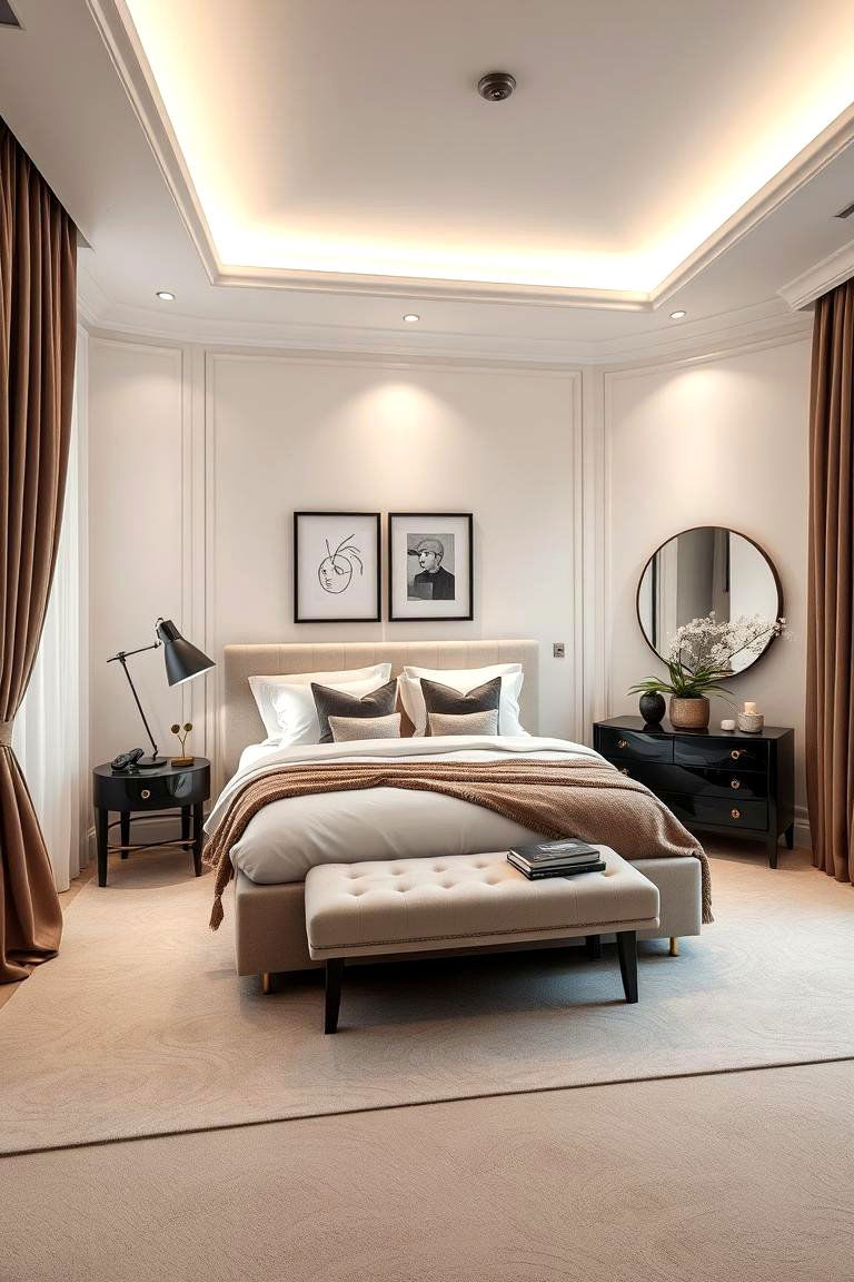Monochromatic Sophisticated Bedroom - 24 Bedroom Design Ideas