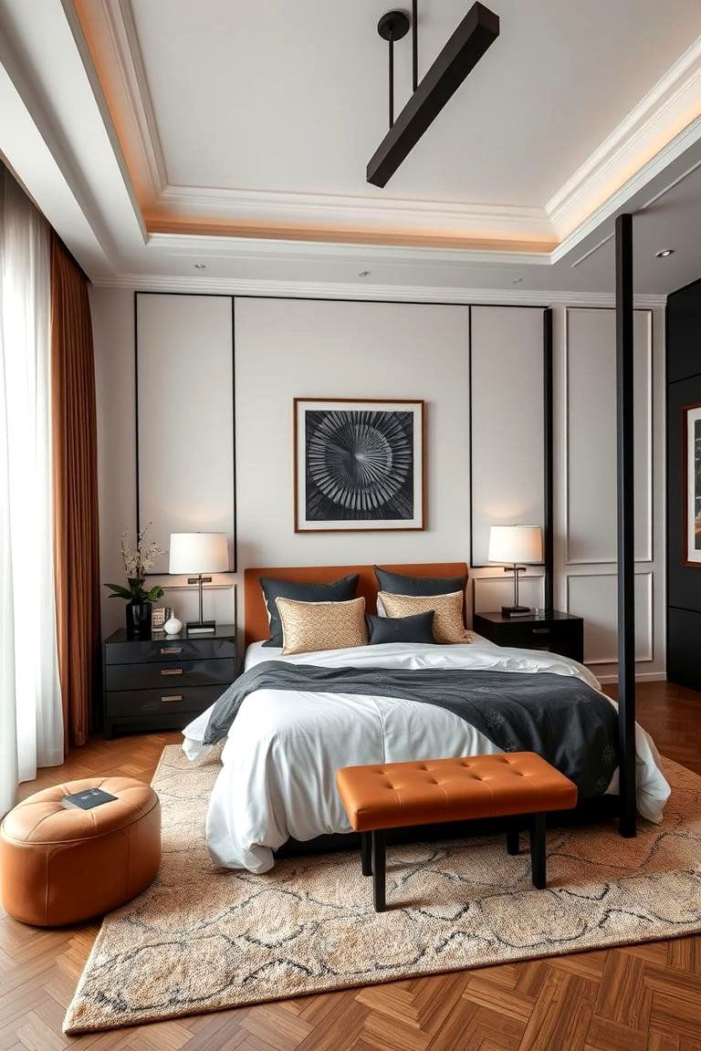 Monochrome Balance Dominant Black with Brown Touches - 24 Black and Brown Bedroom Ideas