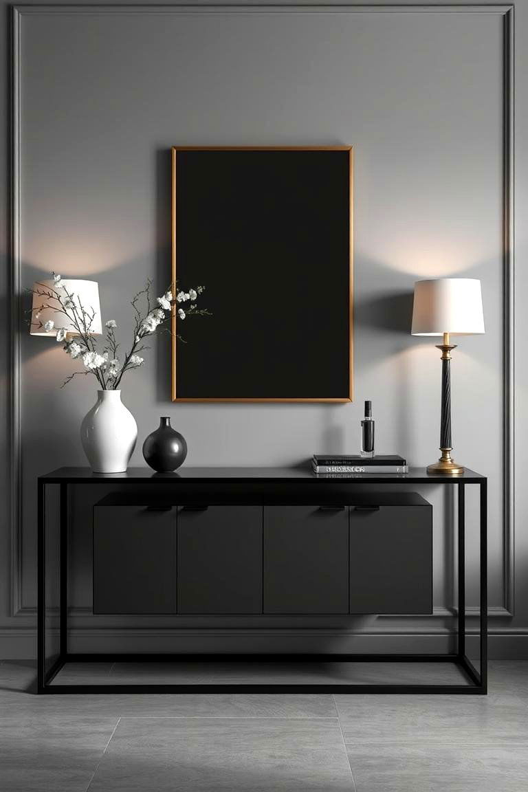 Monochrome Elegance - 24 Console Table Decor Ideas