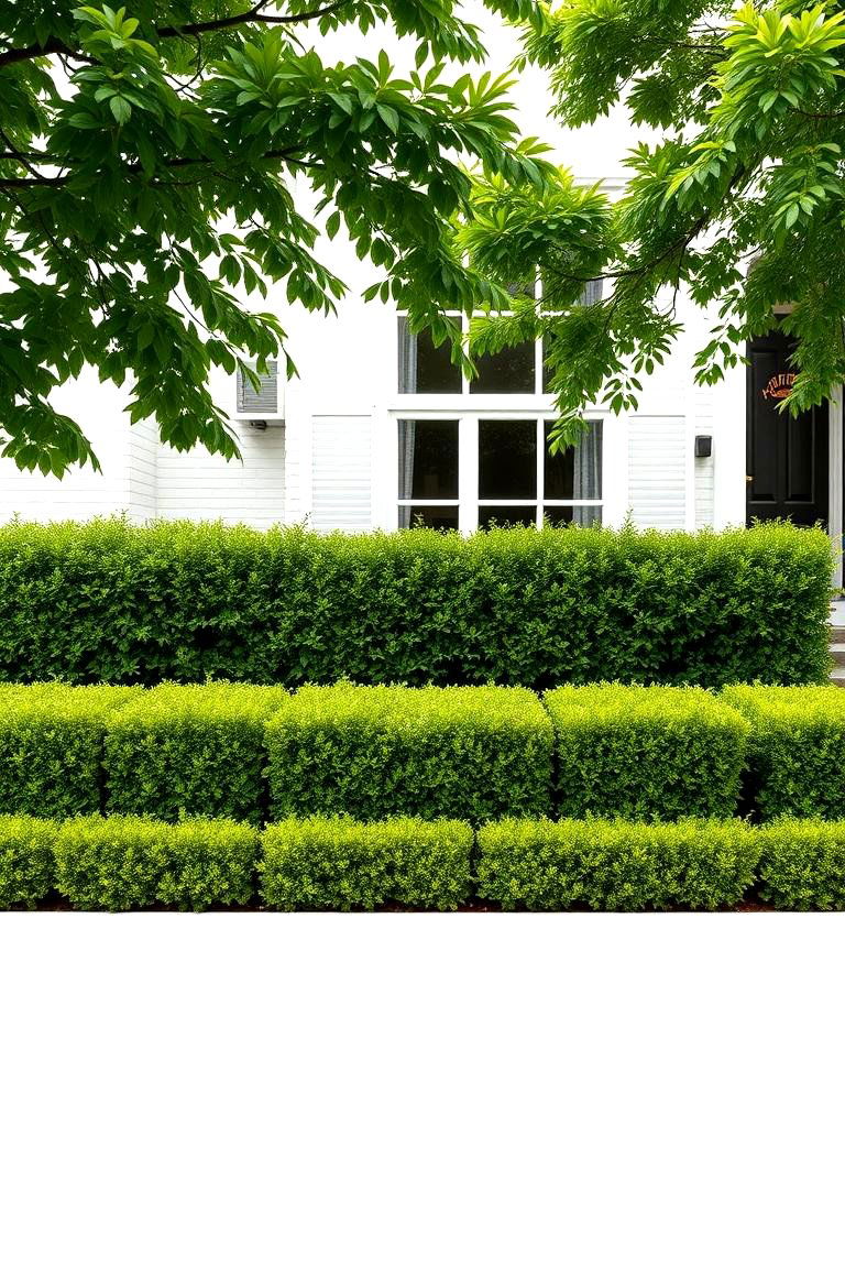 Monochrome Elegance - 24 Front Yard Boxwood Designs