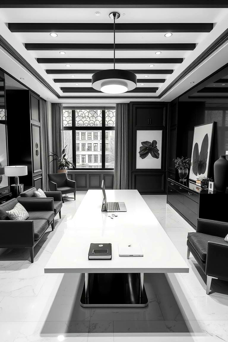 Monochrome Elegance - 24 Home Office Background Ideas