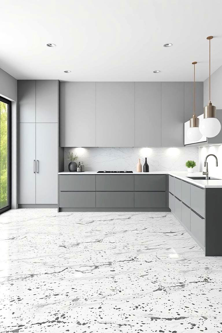 Monochrome Elegance - 24 Terrazzo Kitchen Floor Ideas