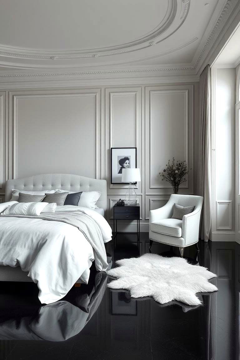 Monochrome Elegance Black Floor Bedroom - 24 Black Floor Bedroom Ideas