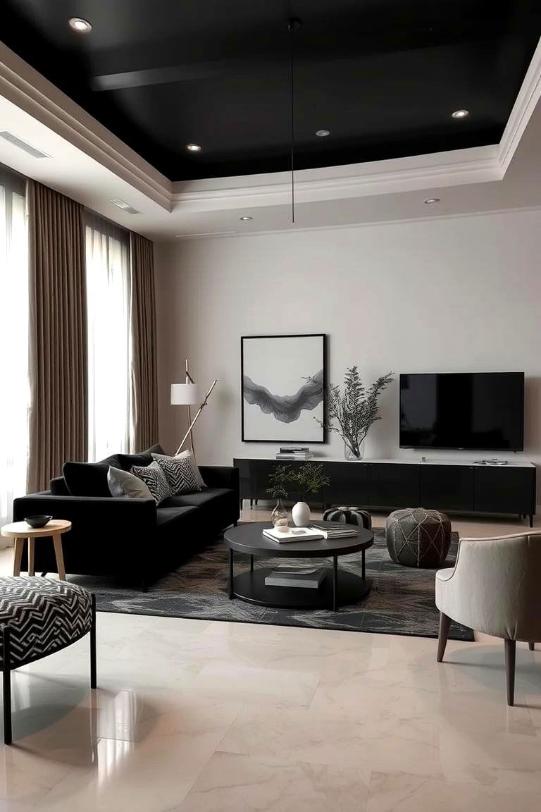 Monochrome Magic - 24 Black and Beige Living Room Ideas