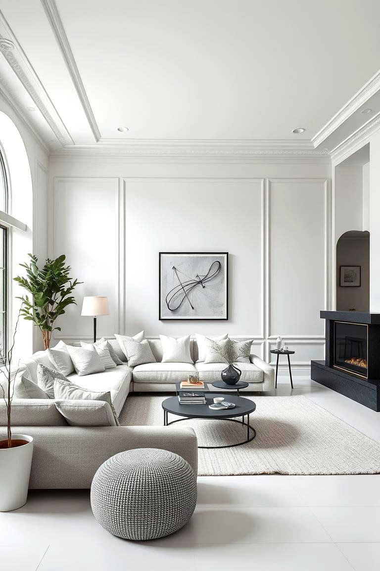 Monochrome Magic - 24 Dulux Egyptian Cotton Living Room Ideas