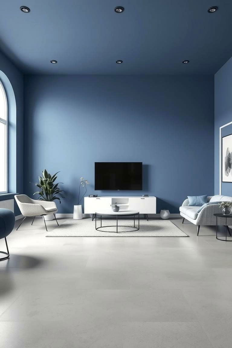 Monochrome Magic - 24 grey floor living room with blue walls ideas