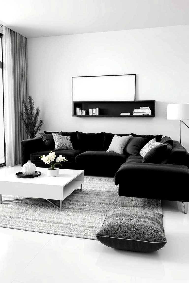 Monochrome Magic - 24 Black Couch Living Room Ideas