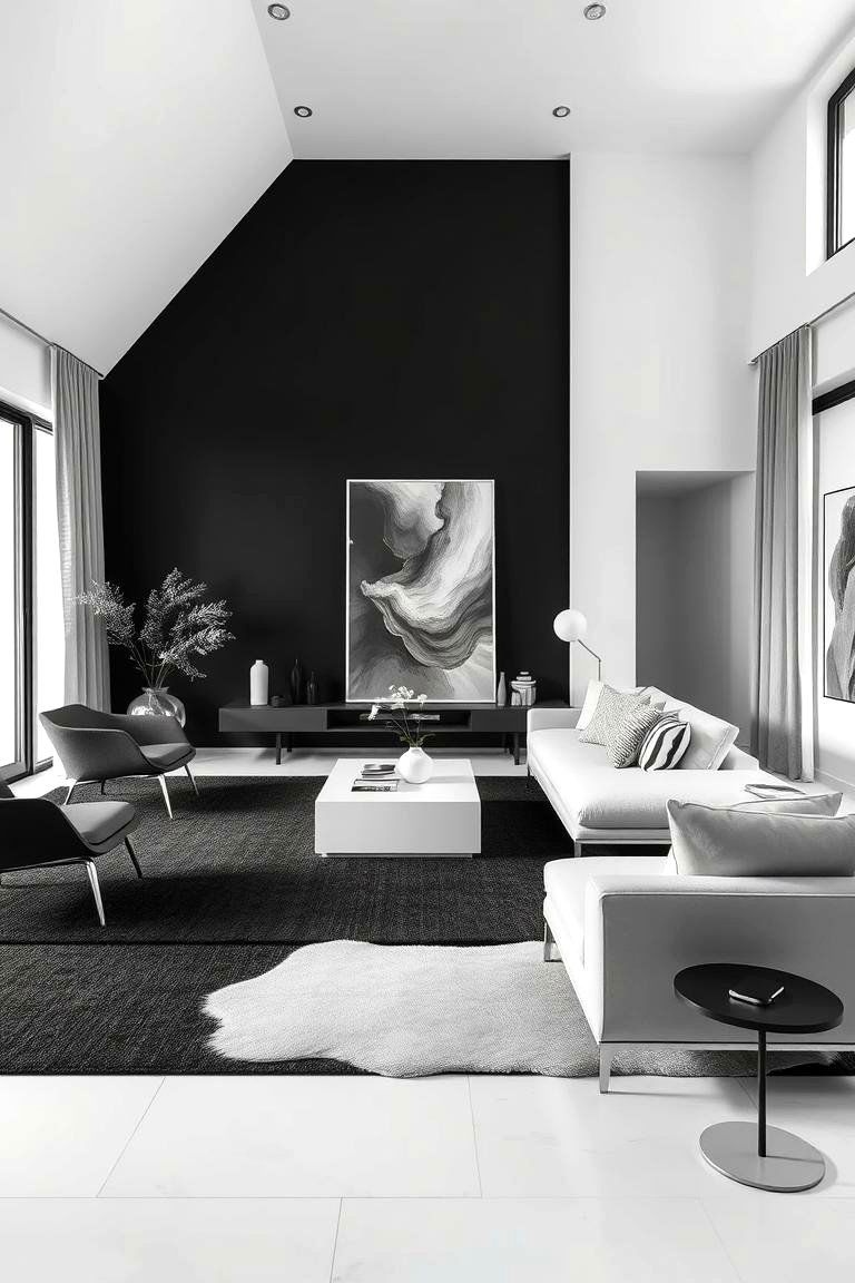 Monochrome Magic - 24 Black Carpet Living Room Ideas