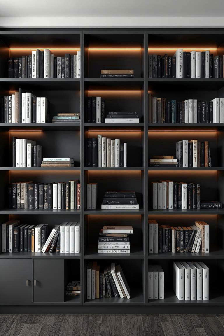 Monochrome Magic - 24 Bookshelf Decor Ideas