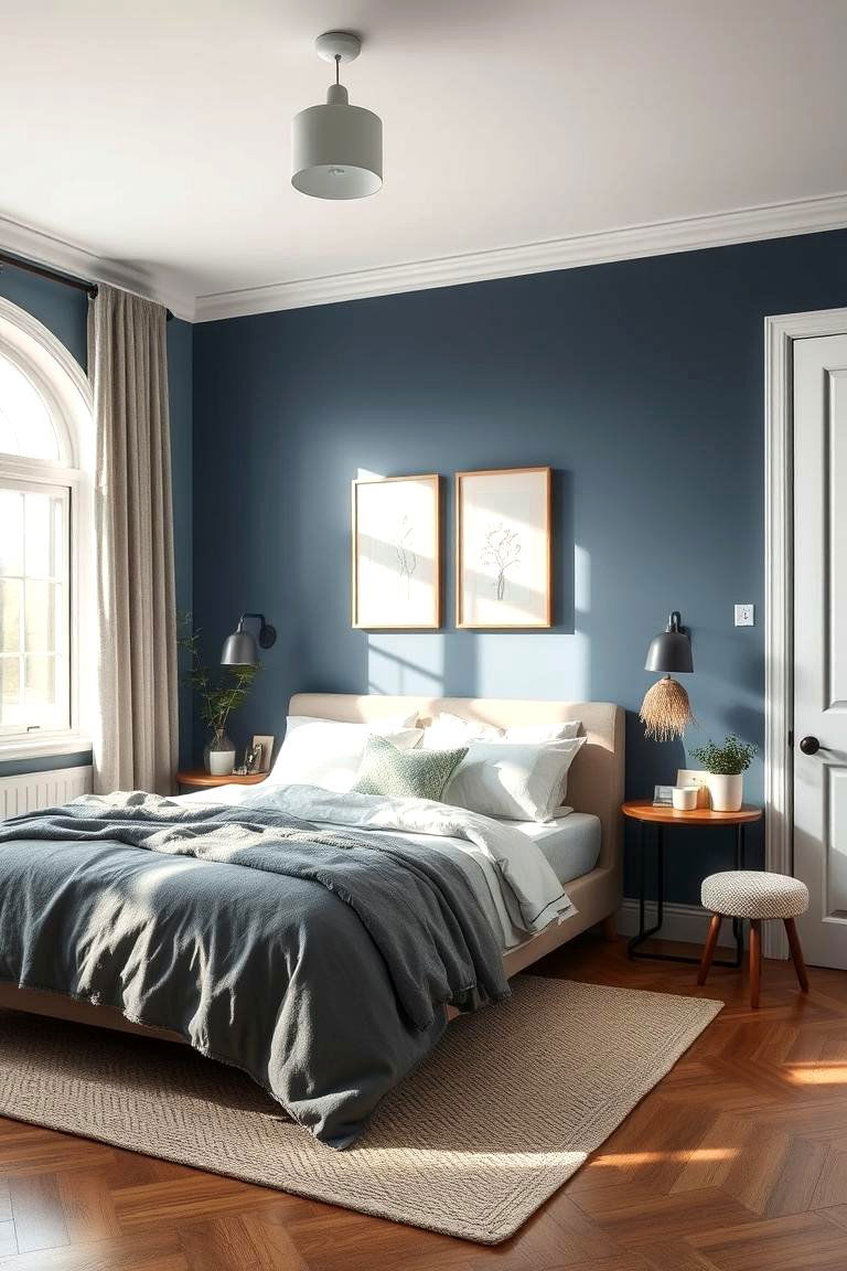 Monochrome Magic Blue and Gray - 24 Bedroom Painting Ideas With Two Colors