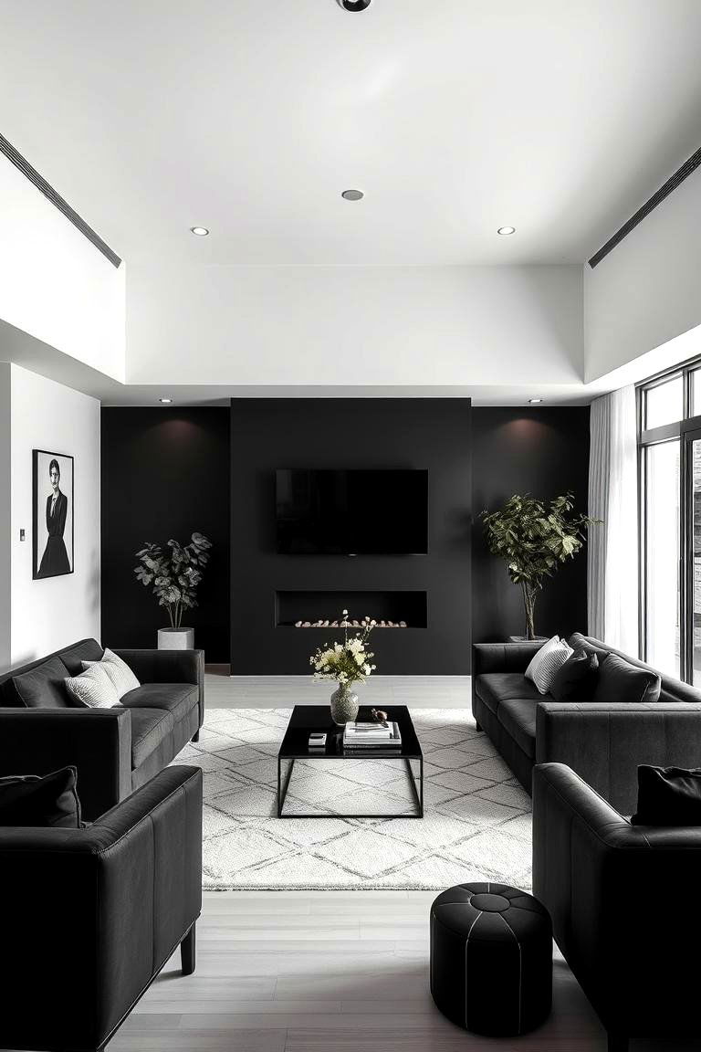 Monochrome Magic Living - 24 Black Living Room Ideas