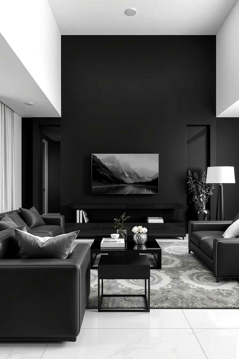 Monochrome Magic for a Sleek Look - 24 Modern Living Room Ideas
