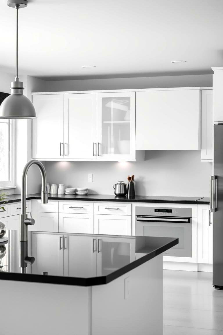 Monochrome Magic with a Modern Twist - 24 white kitchen with black countertops ideas
