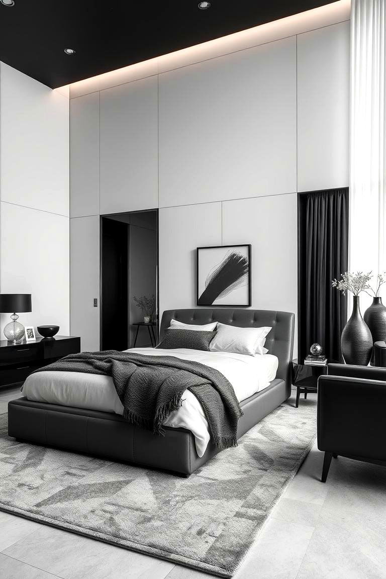 Monochrome Masterpiece - 24 Black and Silver Bedroom Ideas