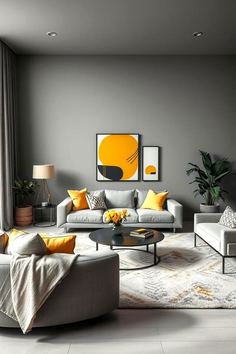 Monochrome Mastery Grey with Dashes of Yellow - 24 Grey and Yellow Living Room Ideas
