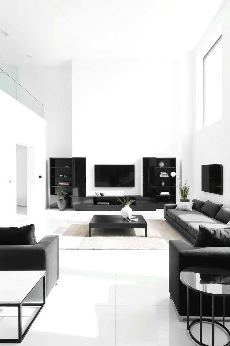 Monochrome Minimalism - 24 Black and White Living Room Ideas